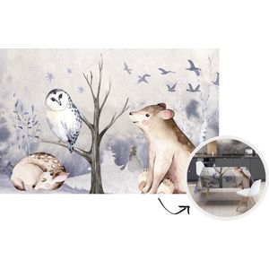 Tafelkleed - Tafellaken - 220x150 cm - Winter - Hert - Uil - Beer - Binnen en Buiten