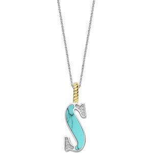 TI SENTO Dames Hanger - 925 zilver - Letter S - Turquoise - 6840TQ_S
