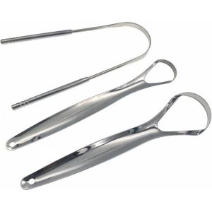 New Age Devi - Luxe 3-delige Tongschraper Set - Tegen Slechte Adem - Tongreiniger - Mondhygiëne - Tongborstel - Mondverzorging - Duurzaam en Herbruikbaar - Schone Tong - Frisse Adem - RVS