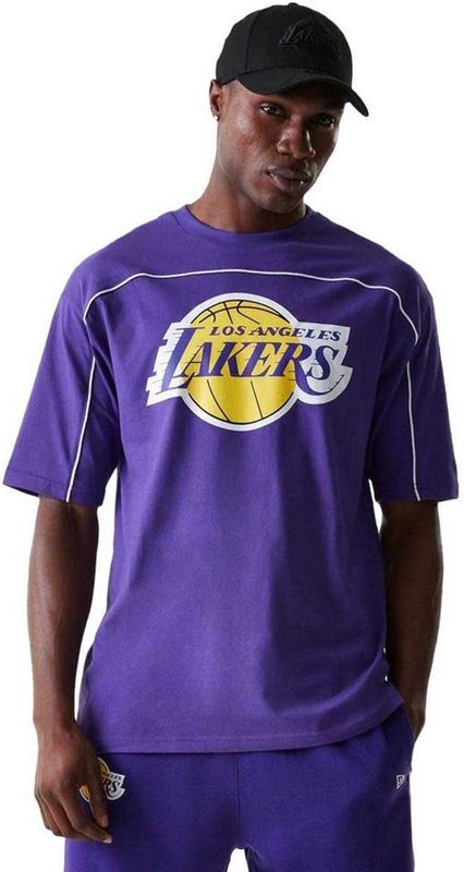 New Era - NBA Piping Oversized - T-shirt - Paars - Los Angeles Lakers