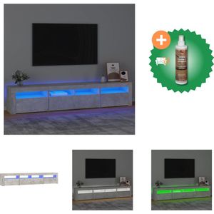 vidaXL Tv-meubel met LED-verlichting 210x35x40 cm betongrijs - Kast - Inclusief Houtreiniger en verfrisser