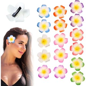 Haarklem - Haarclip - Bloemhaarklauwclips - 16 Stuks Bloem Haarclips - Hawaiiaanse Haarclip - Boheemse Bloem Haarspeld - Schuim Plumeria Bloemclips - Tropische Strand Bloem Haarspeld - Bruids Roos Haarspelden - voor Hawaiiaanse Vakantie Aan