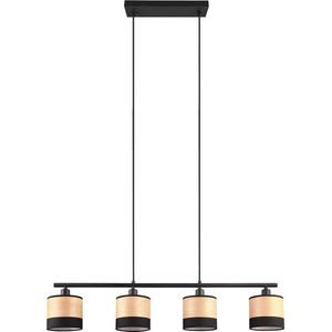 LED Hanglamp - Torna Lazo - E14 Fitting - 4-lichts - Rechthoek - Mat Zwart - Metaal