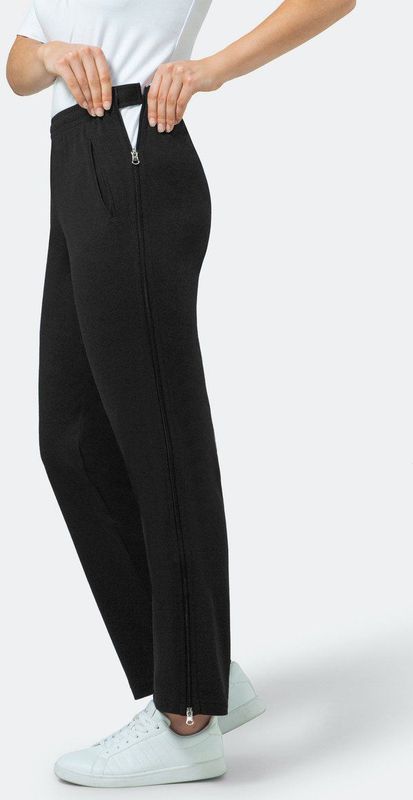 hajo Joggingbroek voor dames, functionele revalidatiebroek met ritssluiting op de broekspijp, korte maten, zwart (100), 22