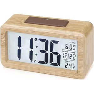 Digitale Houten Wekker met Groot LCD-Display en Sluimerfunctie