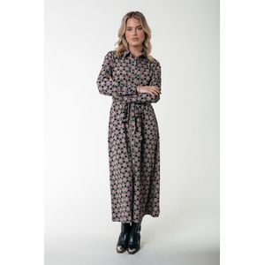 Colourful Rebel Desiree Graphic Flower Long Sleeve Maxi Shirt Dress LS - XS