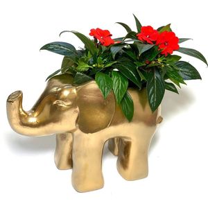 Lucy’s Living Olifant Bloempot goud – 36.5 x 16.5 x 26.5 cm – binnen – buiten – luxe – accessoires – tuin – decoratie – bloemen