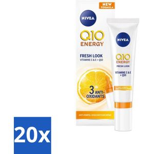 20 x Nivea - Q10 Energy - Anti-Rimpel Oogcontourcrème - Vitamine C & E - 15 ml - Anti-lijntjes - Oogcrème - Q10 - Vitamine C En E - Energie