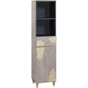 vidaXL - Dressoir - met - lade - Grijs - 38 - x - 33.5 - x - 160 - cm - Massief - mangohout