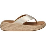 FitFlop - F-Mode Espadrille Leather Flatform T/Post Sandals - Zwart - Leer, Microwobbleboard Tussenzool