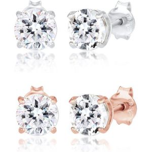 Elli - Oorbellen - Roségoud Verguld - 925 Sterling Zilver - Dames Rond met Kristallen