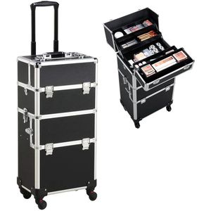 ApexArte® Kapperskoffer - Kapperstas - Visagie - Cosmetica Organizer - Zwart