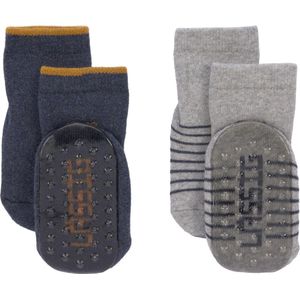Lässig Anti-slip sokjes 2 paar assorted blue/grey,  Maat 19-22