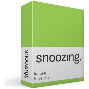 Snoozing - Katoen - Hoeslaken - Eenpersoons - 100x220 cm - Lime