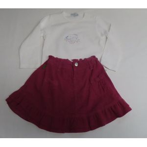 Ensemble - Meisje - Tshirt wit lange mouw + rok roze - 2 jaar 92