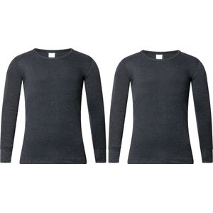 Gentlemen - 2 heren thermo T-shirts - lange mouw - antraciet - maat S