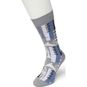 Bonnie Doon Heren Sokken met Muziek Print maat 40/46 Grijs - Thema Sokken - Muzieknoten - Cadeau Sokken - Word je Happy en vrolijk van - Zacht Katoen met Gladde Teennaad - Comfortabel - Perfect Cadeau - Music - Griffin - BT992117.243