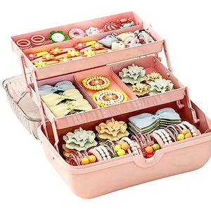 Haaraccessoires organizer voor meisjes - opbergdoos voor haarelastiekjes en haarbanden met meerdere vakken