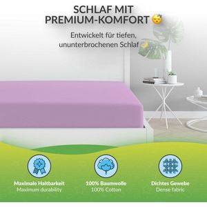 etérea - Jersey Hoeslaken - Lila - 80x160 cm - Oeko-Tex Made in Green - 100% Katoen