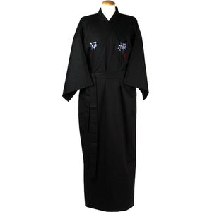 DongDong - Originele Japanse kimono - Katoen - Zen motief - Zwart - XL