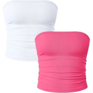 Dames Tube Top Crop Tops - Verstelbare Schouderloze Slanke Pasvorm Zomer