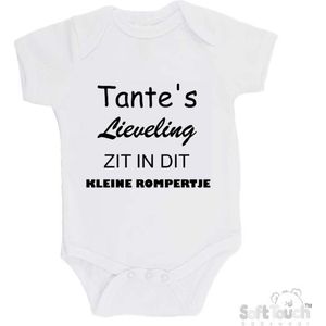 100% katoenen Romper ""Tante's lieveling zit in dit kleine rompertje"" Unisex Katoen Wit/zwart Maat 62/68