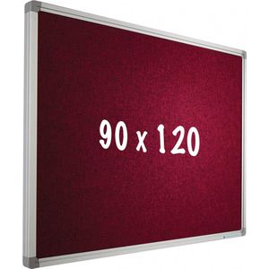 Prikbord Camira stof PRO - Aluminium frame - Eenvoudige montage - Punaises - Rood - Prikborden - 90x120cm