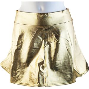 BamBella® - Rok - Maat S/M - Shiny Wetlook - Sexy Erotische rokje Super shine metallic Lame Glans Goudgeel