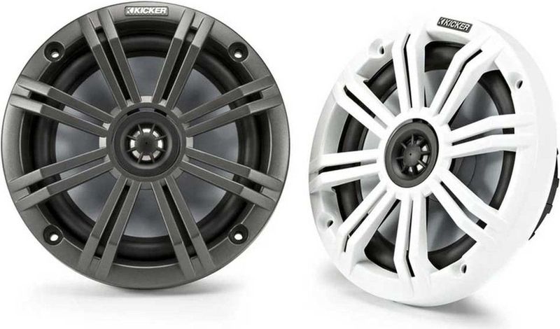 Kicker - KM Coaxial Marine Speaker - Wit, Grijs - 195W