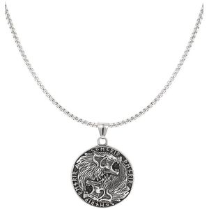 Bijoutheek Collier Heren Ketting Wolven Zilver