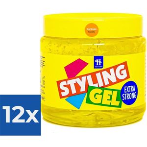 Hegron Haargel Pot  Extra Strong 1000 ml - Voordeelverpakking 12 stuks