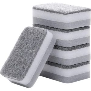 5 stuks - Keuken Afwas Spons - afwasspons Schuursponsje - dubbelzijdige reinigingsspons - krasvrije reinigingsspons - voor het afwassen en keukenreiniging - grijs