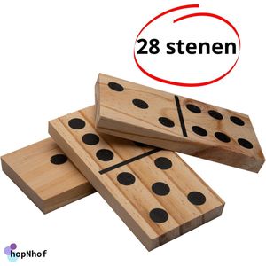 Grote Domino spel - stenen gemaakt van hout - 28 stenen - speelgoed - binnen