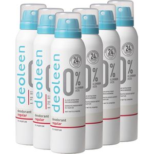 Deoleen 0% aluminium - Aerosol Regular - Deodorant - 150 ml 6 pack