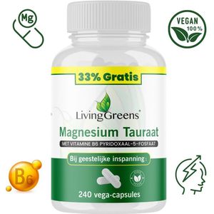 Livinggreens - Magnesium Tauraat - Vegetarische Capsules - 180+60 Gratis