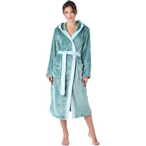 Bellivalini Dames met Capuchon - Wasmachine bestendig - Badstof - Zeegroen - XXL - BLV-BLV50-168-DG