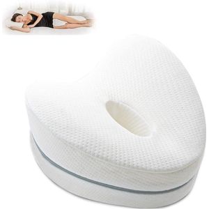 ByShane - Orthopedisch kniekussen voor ischias verlichting bij zijslapers - Langzaam rebound materiaal - Beenkussen - Wit - Slaapkussen met pijnverlichting - Ideaal voor een goede nachtrust