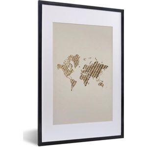 Fotolijst incl. Poster - Wereldkaart - Touw - Design - 40x60 cm - Posterlijst