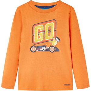 vidaXL - Kindershirt - met - lange - mouwen - 92 - donkeroranje