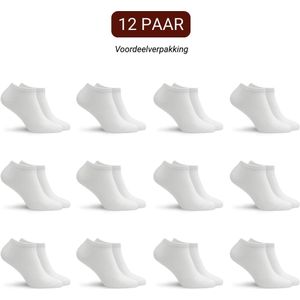 Sukats® 12 Paar Sneakersokken - Maat 39-42 - Wit - Dames en heren sokken - Enkelsokken dames en heren - Meerdere maten en kleuren - Korte sokken - Naadloos