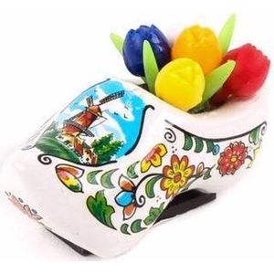 Magneet Klomp Met Tulpen Holland Wit 5 Cm - Souvenir