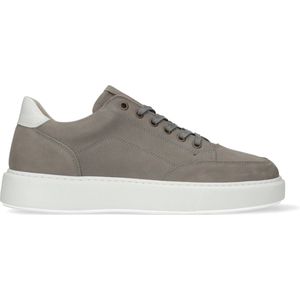 Manfield - Heren - Taupe leren sneakers - Maat 41