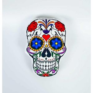 Sierkussen - Mexicaanse Doodskop Kussen | Sugar Skull | Dia De Los Muertos | Happy Halloween | Doodshoofd Rood Hart | Sierkussen | Super Zacht | Wasbaar | Decoratie | Calavera