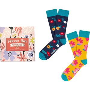 Moustard grappige sokken giftbox flower unisex
