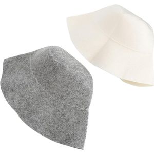 Hoofdbescherming Saunahoed van Zacht Wit en Grijs Vilt voor Vrouwen - Ademend - Vaporarium-Hoed - Content .
