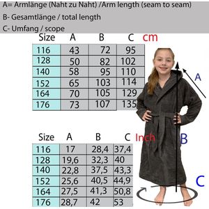 HOMELEVEL Badstof badjas voor kinderen 100% katoen voor meisjes en jongens Lichtgrijs Maat 140