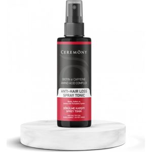 Ceremony - Hair Spray Tonic Biotine & Cafeïne & Amino Complex 250 (ml.) | Anti - Haaruitval spray tonic | Verhoogd de natuurlijke glas van je haar | Gezond en sterk houden van de haarlokken |