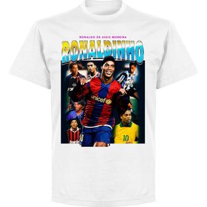 Ronaldinho Old-Skool Hero T-Shirt - Wit - 4XL