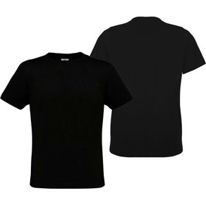 DUO PACK 2x B&C EXACT 190 UNISEX T-shirt| Onbedrukt | Zwart | Maat XS | Blanco
