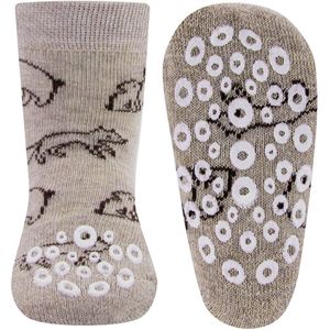 Antislipsokken Ewers Babymaat - Beige met Vosjes en Beren Grijs - Nopjes Siliconen -16/17